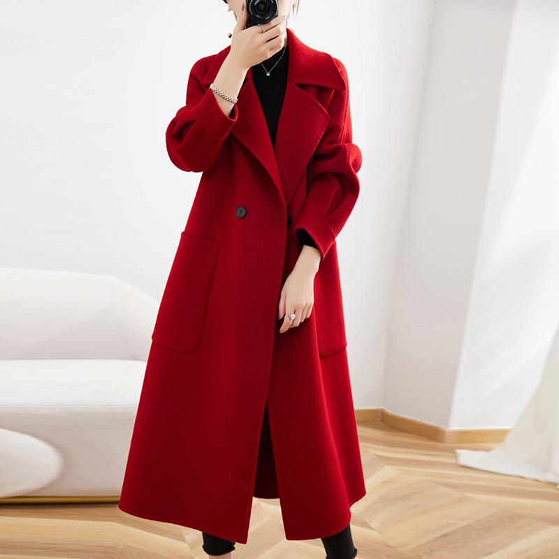 Женское пальто из 100% шерсти TIDENOVEL Осеннее шерстяное длинное пальто Ручной работы Пальто-бушлат Зимняя теплая шерстяная длинная куртка Пальто