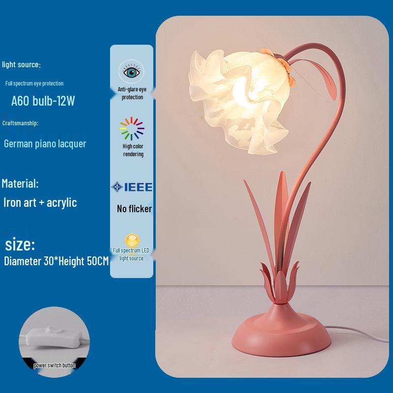 Romantic Pastoral Flower Bedside Lamp for Cozy Bedroom Atmosphere