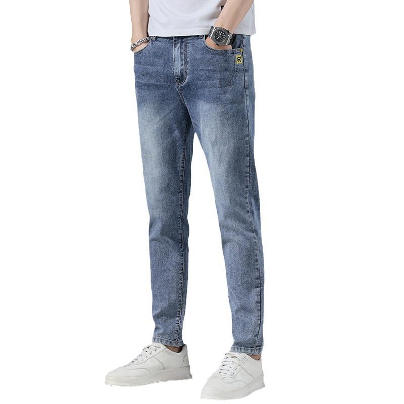 Осенние джинсы мужские тонкие маленькие ноги тренд эластичные мужские повседневные длинные брюки New Tide