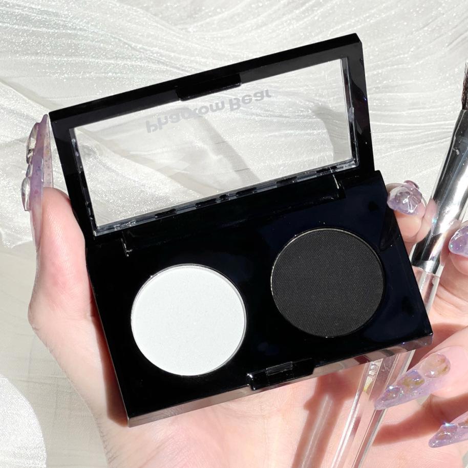 Phantom Little Bear Dual Eyeshadow - Blue/Black/White, Shimmer & Matte, Douyin Kuaishou Style