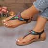 Fashion Bohemian Style Women's Flat Sandals Rhinestone Clip Toe Gladiator Sandals Woman 2025 Summer Anti Slip Beach Shoes Flip Flops