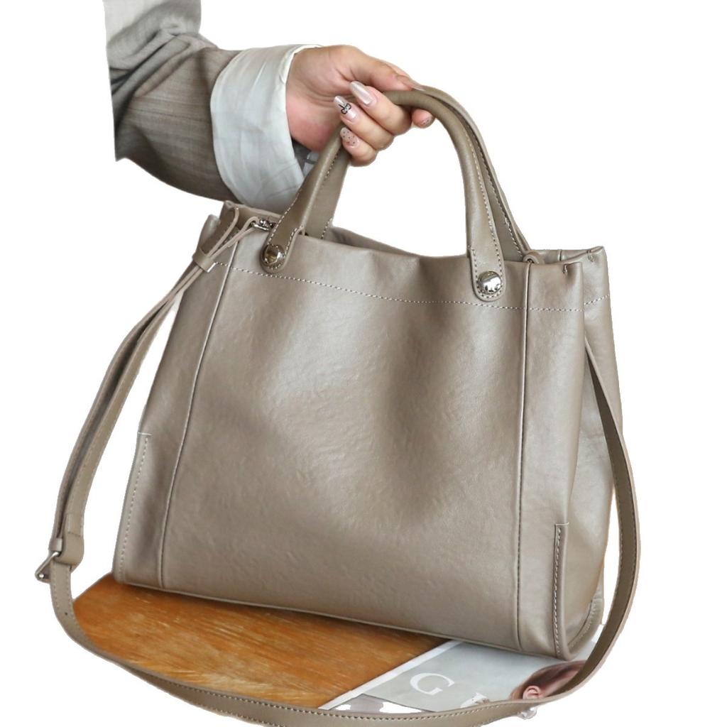 Французский модный тренд Сумка-тоут из натуральной кожи, Сумка через плечо, Сумка большой вместимости