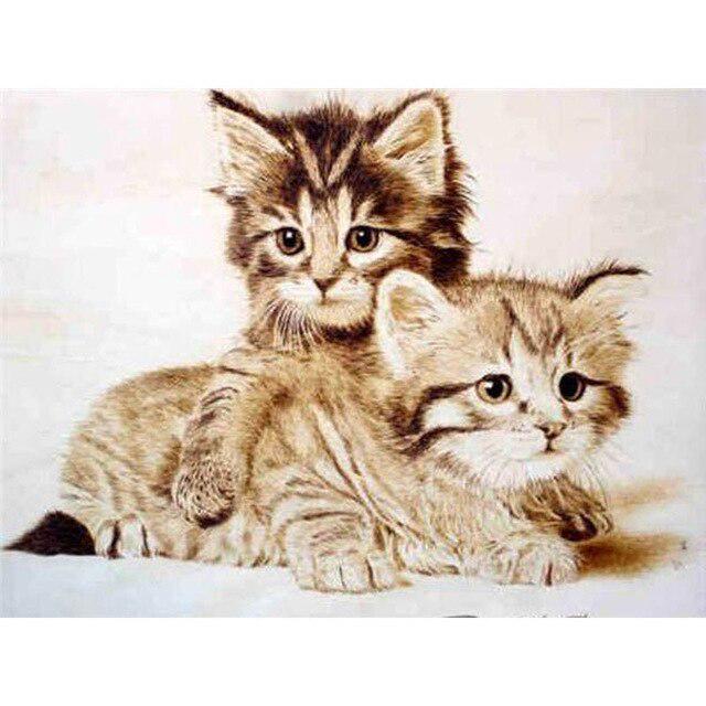 5D DIY Алмазная картина Вышивка крестом Кошка Животное Алмазная вышивка Полный круглый дрель Мозаика Стразы