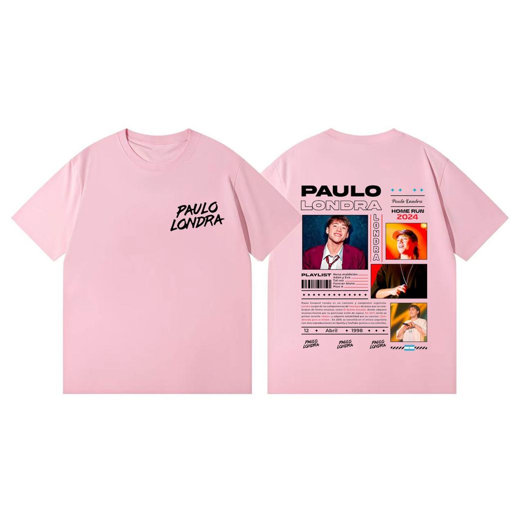 Rapper Paulo Londra Double Sided Print T Shirt High Quality Fashion Oversized Tshirt Men Women Clothing Casual Cotton Tshirts