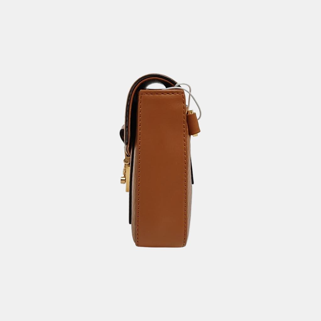 [Pre-Owned] Millie Visetos Metallic Hardware Laurel Leaf Lock Monogram Smooth Envelope Crossbody Bag Coated Canvas Napa Leather S - Very Good #1RVSRJ5