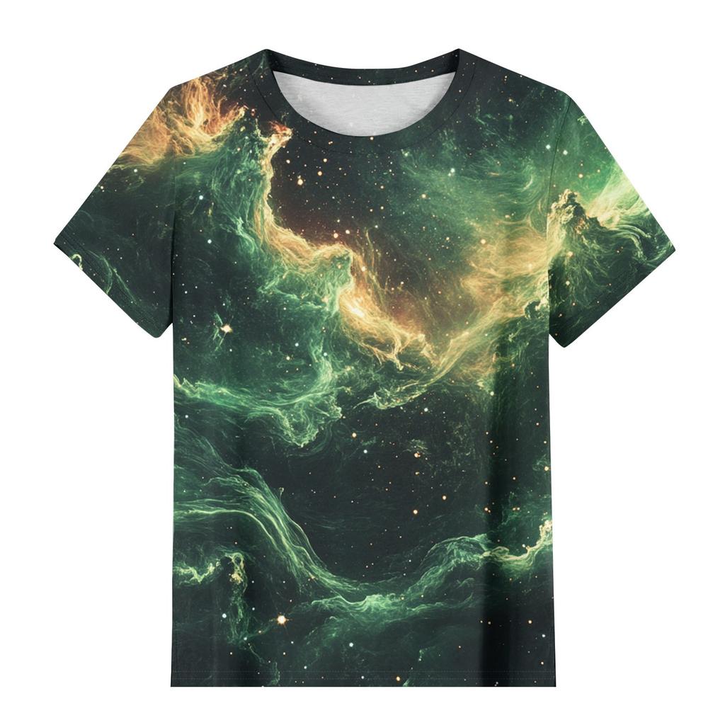 Женская мода повседневная футболка с круглым вырезом и короткими рукавами с принтом неба