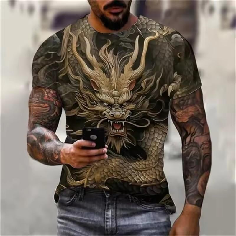 Футболка с рисунком дракона Cool Design Мужская одежда Футболки с короткими рукавами и круглым вырезом Футболки с индивидуальным дизайном Harajuku Футболки Топы