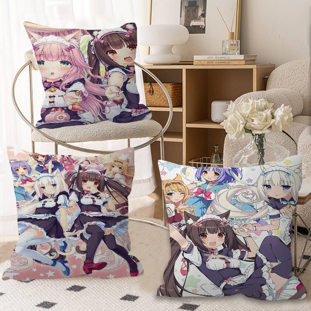 Подушка с аниме Nekopara Подушка для дивана Подушка для изголовья кровати Наволочка Чехол для подушки 45x45 см Модная