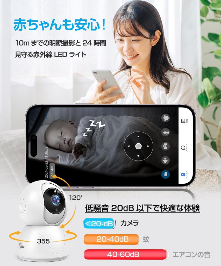 Совместимость с WiFi, всенаправленный мониторинг домашних животных с помощью iPhone, 1080P, полный 3 миллиона, наблюдение за детьми, инфракрасный ночной режим, удаленная сигнализация для детей, безопасность