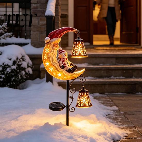 Easy Installation Outdoor Lighting Solar Christmas Garden Stake Light, 31.5 Inch Santa Snowman LED Pathway Lights, Powered Walkway Lights Waterproof