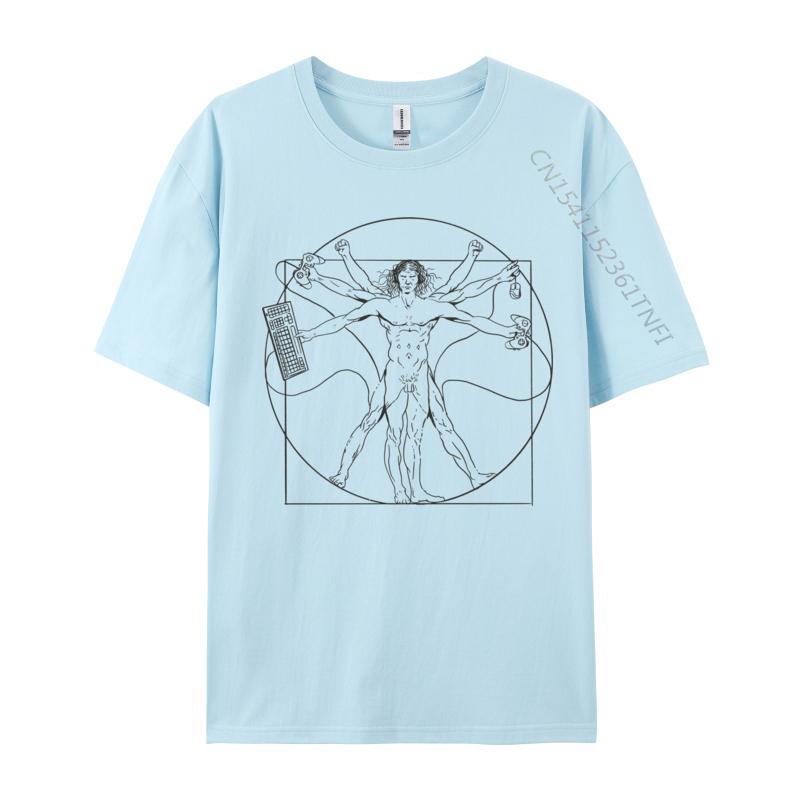 Gamer Evolution Vitruvian Gaming Art Humor TShirts Casual Camisa Pure Cotton Unisexs Tops Tees Printed Unisex Tshirt