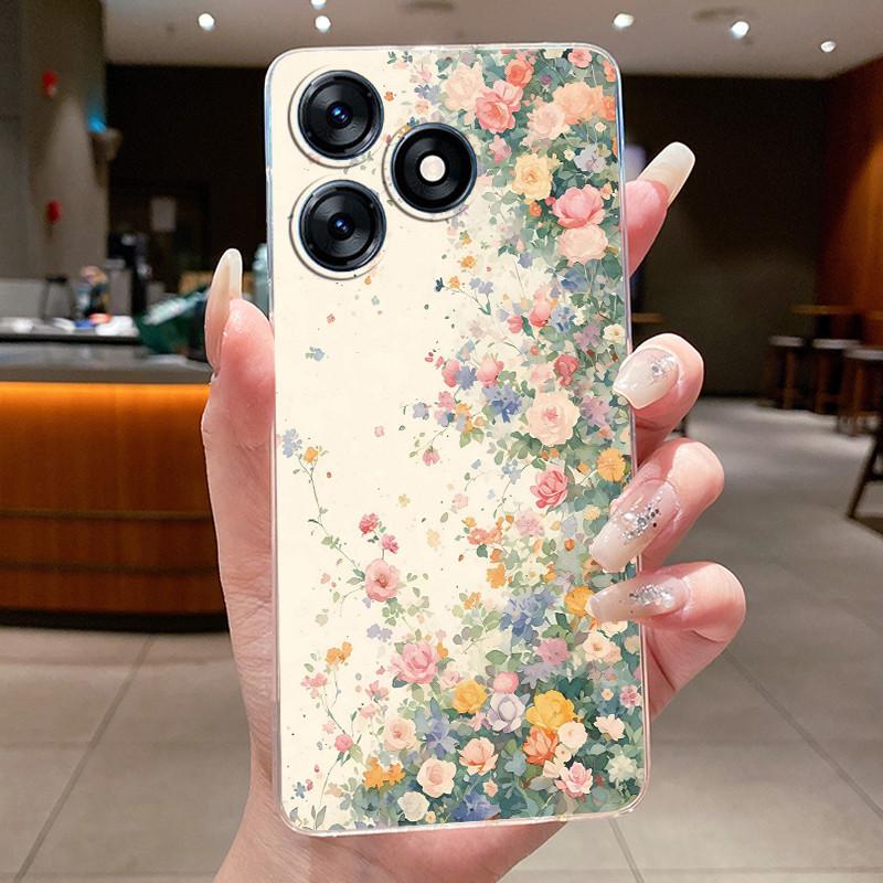 For Tecno Spark 10 10C Cases Pretty Butterfly Flowers Clear Silicone Back Cover For Tecno Spark 10 C KI5k KI5m KI5q Phone Case