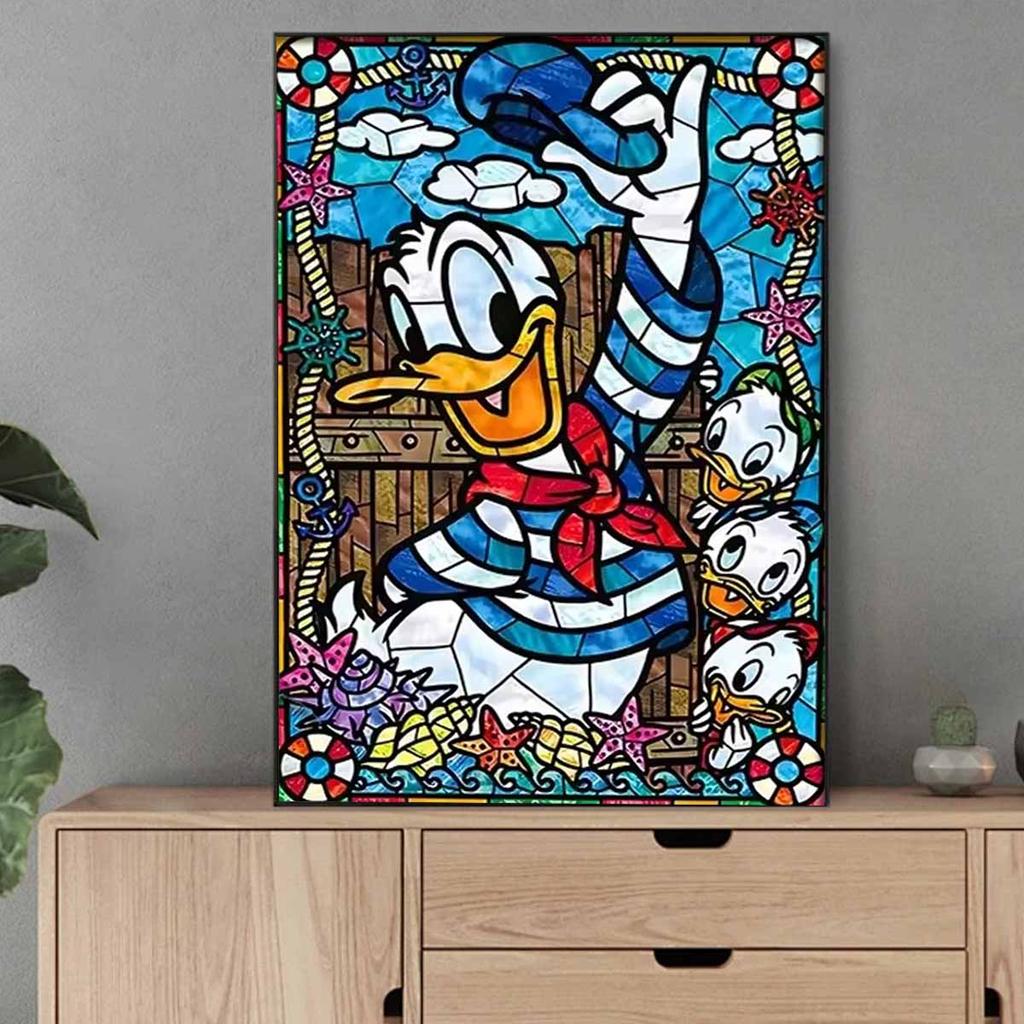 DIY Diamond Painting Donald Duck and His Nephew Cross Stitch Kit Mosaic Art Diamond Painting Full Circle Diamond Home Decoration