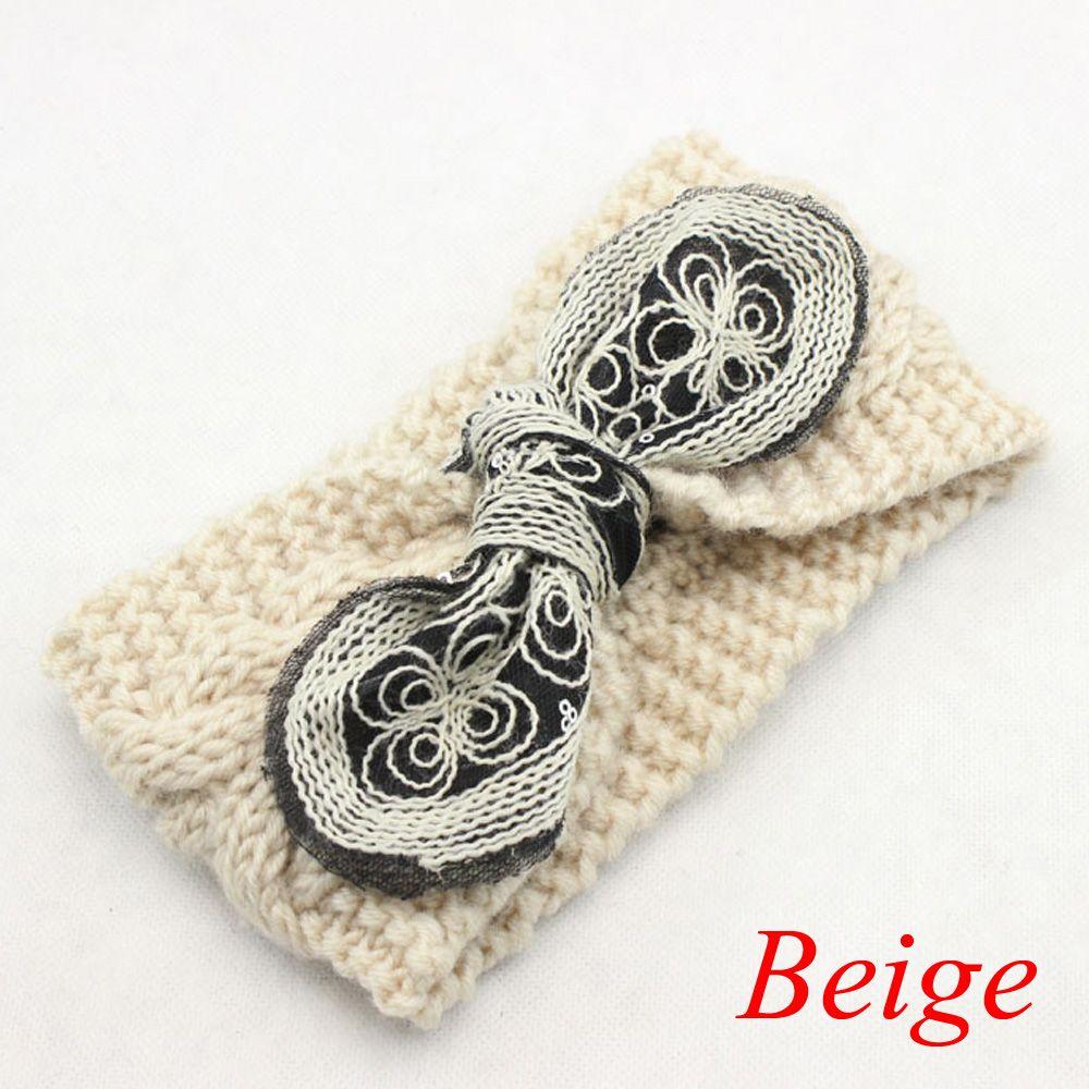 Богемская Женская Девичья Цветочная Повязка на Голову с Бантом и Ушками Кролика Тюрбан Вязаная Крючком Повязка на Волосы