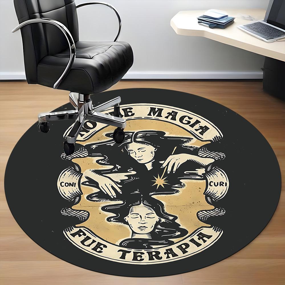 1pc Therapy Healing Relax Office Round Area Rug, Mat Suitable For Office, Under Office Chairs Bedroom Living Room Home Decor, Room Deco