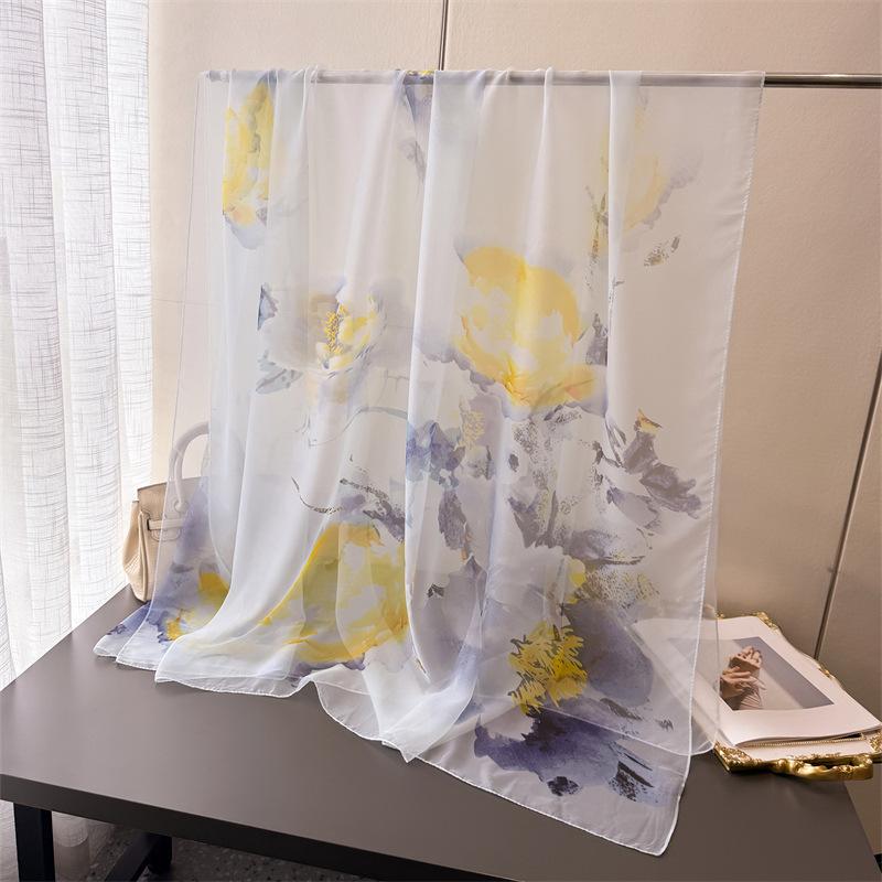 Шелковый шарф Yourou с принтом пряжи, весенне-летний, большой, длинный, высококачественный, дорожный платок, защита от солнца, женский шарф, платок на голову