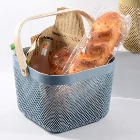 Органайзер для хранения фруктовая корзина с деревянной ручкой прочная несущая многофункциональная корзина для покупок большой вместимости