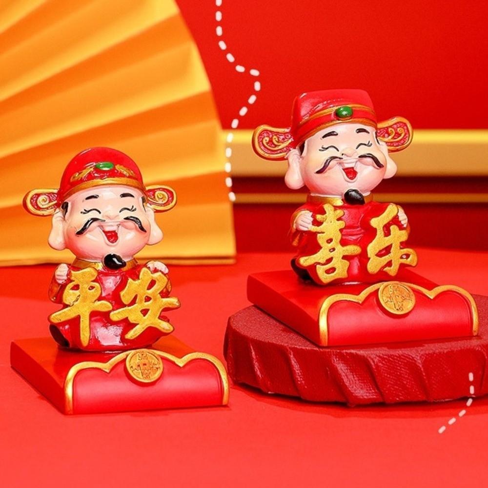 Фестивальная декоративная статуэтка китайского бога богатства, смола, подставка для мобильного телефона, подарок на Новый год