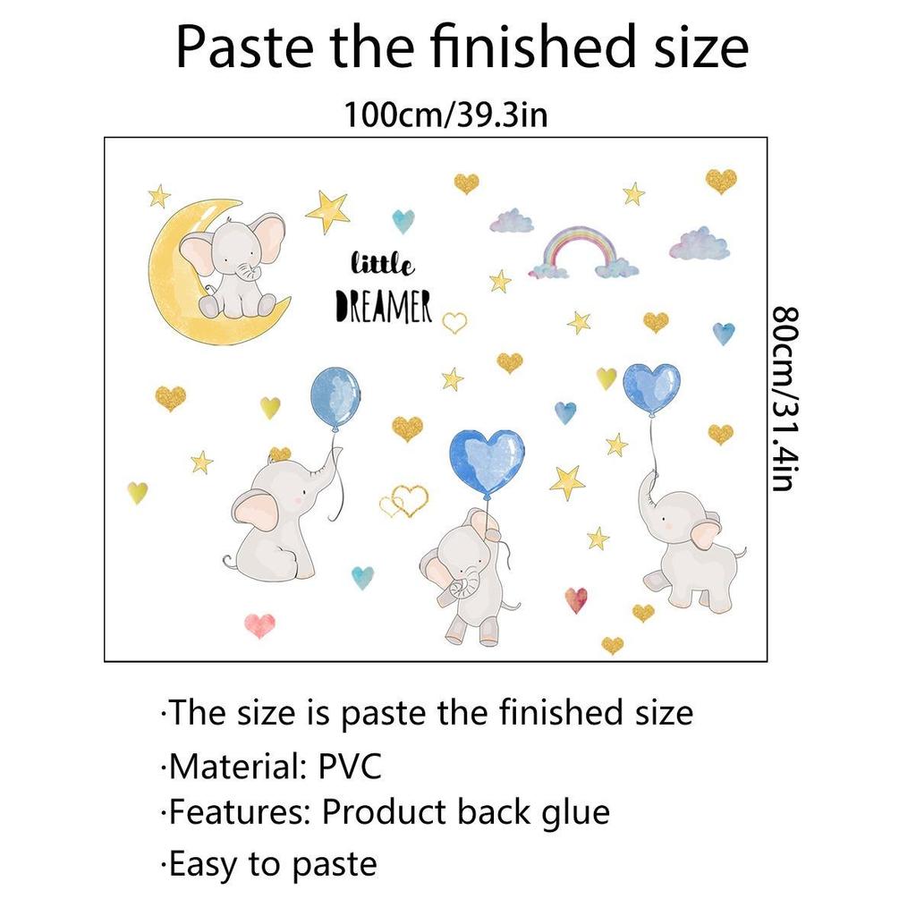 Новый мультфильм слоненок воздушный шар Радуга наклейки на стену детская комната гостиная спальня фон декоративная настенная бумага