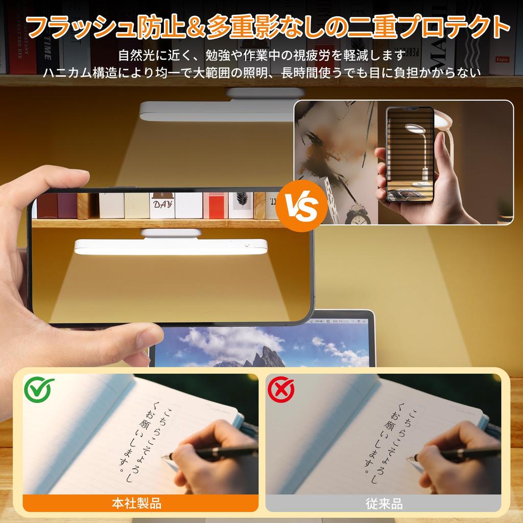 Eye-Friendly LED Desk Lamp with Magnet, Suitable for Bedrooms, Beds, Study Desks, Cabinets, Closets, Wall-Mounted, and Cars, 3 Color Temperatures,