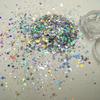 Eco-friendly PET Silver Laser Moon & Star Glitter Flakes for Makeup, Nail Art, Epoxy Resin, and Gifts