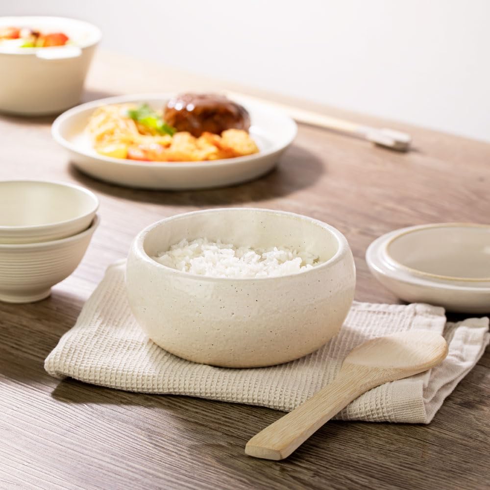 Банко Посуда Большая 3 Сделано в микроволновой печи Нагревается как свежий Стильный &NE NMT-306L-WH Ohitsu, Haretoke, Белый, Порции, Рис, 1,5 Чашки, Япония,