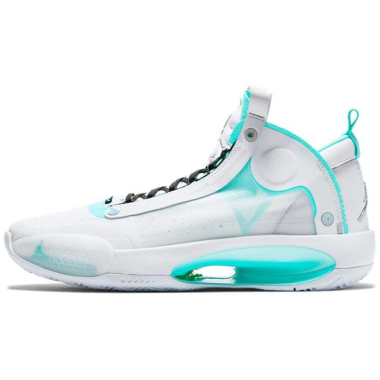 Air Jordan 34 PF Guo Ailun PE Men Sneakers White Metallic-Silver Aurora-Green BQ3381-103