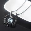 Punk Gothic Witch Black Moon Necklace Triple Moon Goddess Blue Stone Pendant Necklace for Women Men Halloween Jewelry Gift