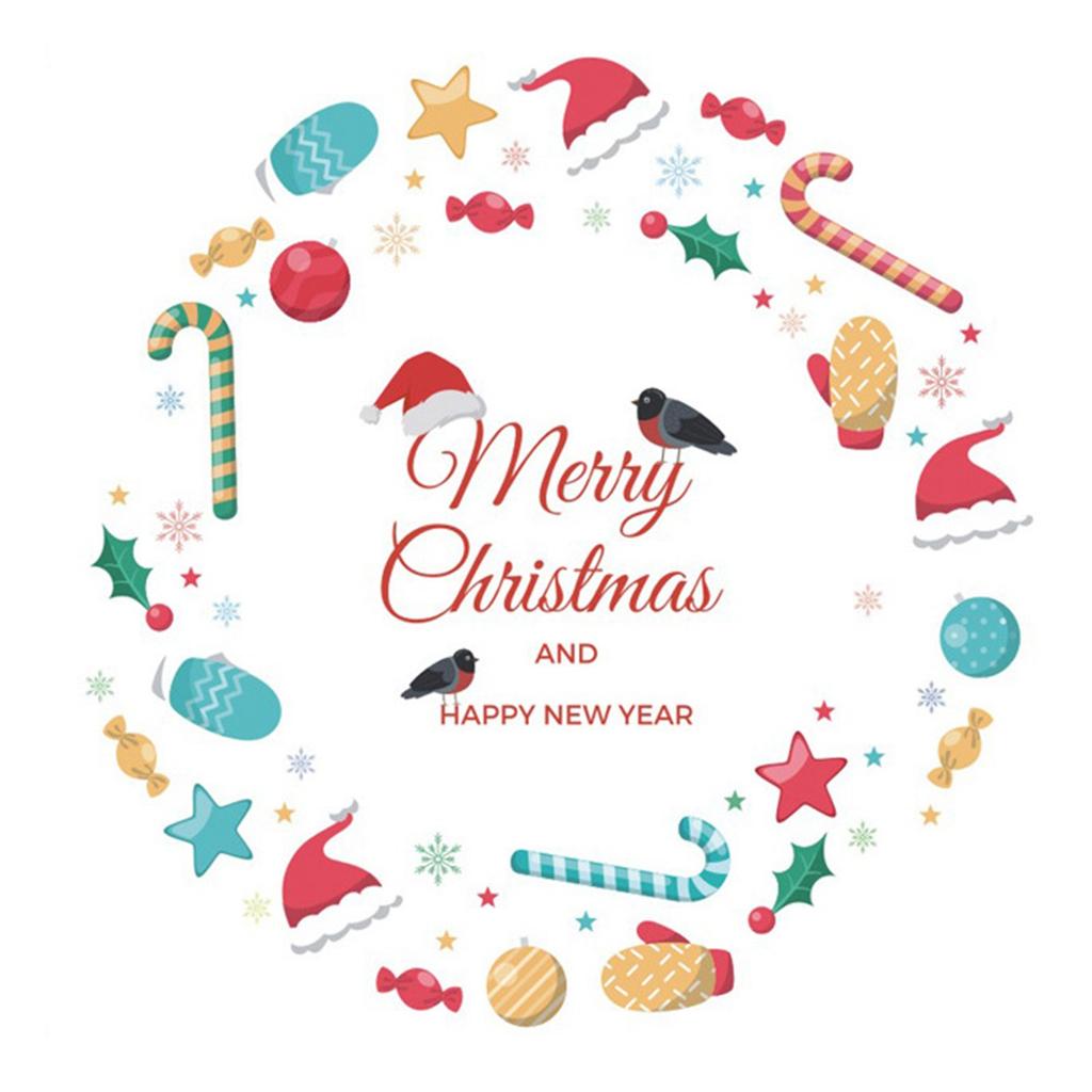 Christmas Wreath Window Sticker Self-adhesive PVC Window Party Glass Door Sticker