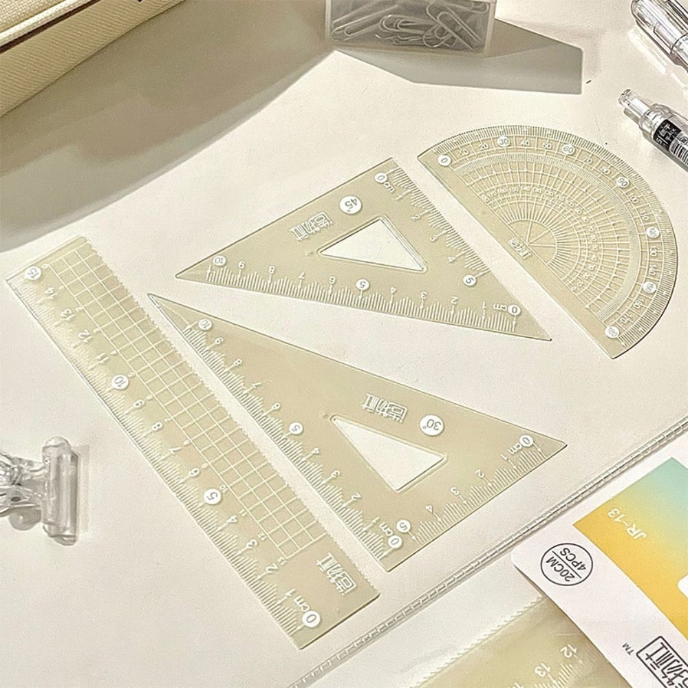 4 шт./набор 15/20 см Прямая линейка Утолщенный набор Квадрат Высококачественная измерительная линейка Школа Офис