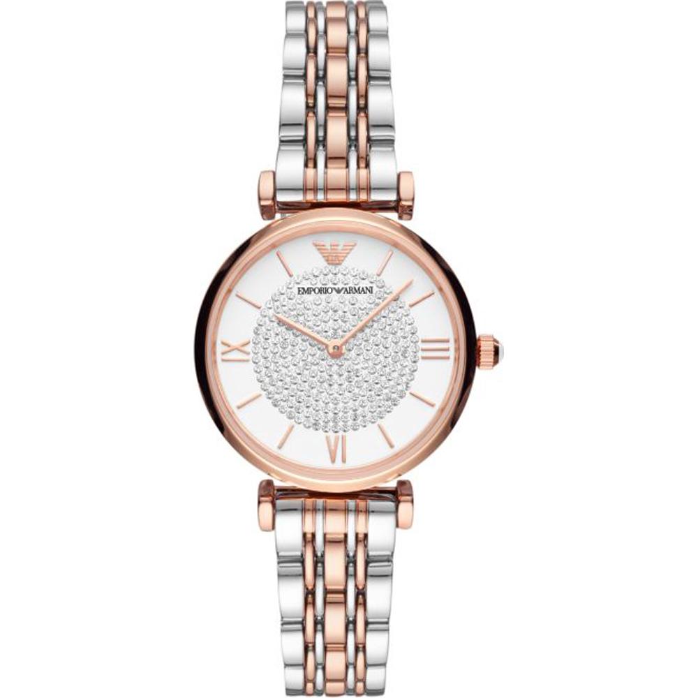 Emporio Armani Историческая коллекция Серебристый Двухцветный Розовый Женские Кварцевые AR80035