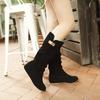 2025 Winter Vintage Suede Ladies Sweet Lace Party Flat Mid Calf Boots