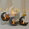 Star Moon Shape Candlestick Candle Lamp EID Ramadan Mubarak Candle Holder Candlestick with LED Light Festive Decoration