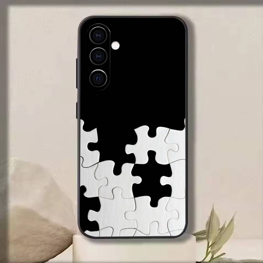 Creative puzzle Phone Case Black Silicone Soft For Samsung Galaxy A73,A72,A71,A70,A53,A52,A51