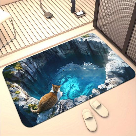 Коврик для пола 3D Оптическая иллюзия Низ Кристальный бархат Противоскользящий ковер с противоскользящей мягкой напольной подушкой Легко