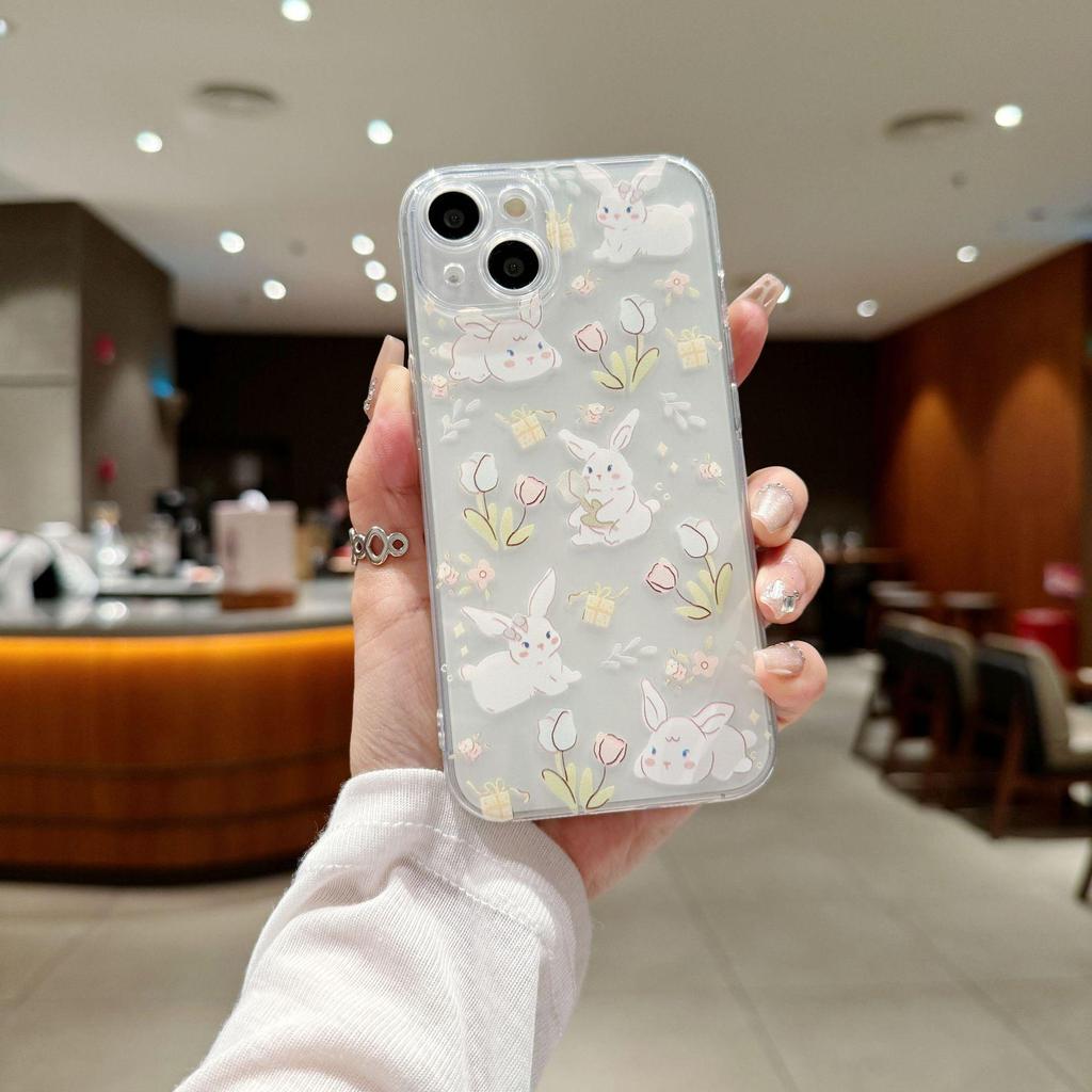 Чехол с изображением кролика и цветка для Apple iPhone 11/12/13/14/15