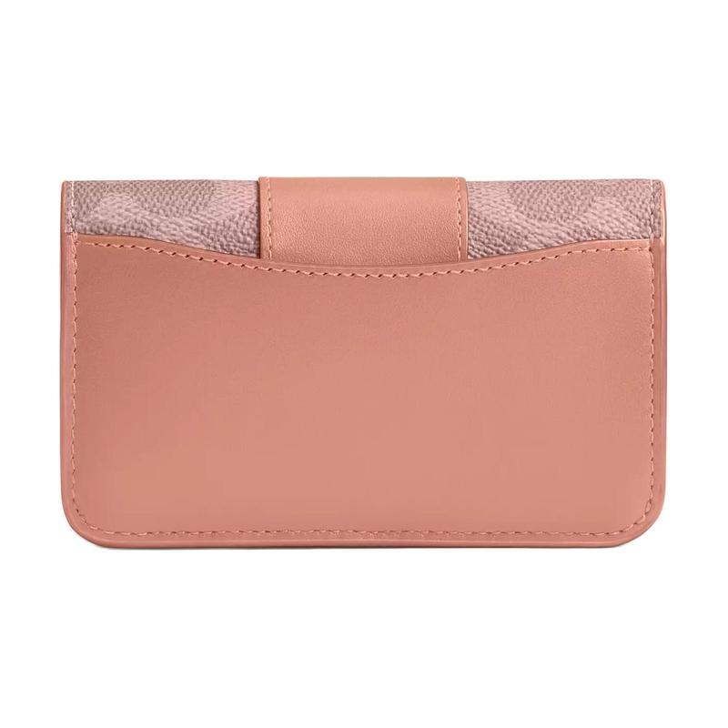 Coach Женский кошелек для карт из канваса с покрытием и телячьей кожи, Essential Logo, цвет дыня, розовый, дыня, розовый