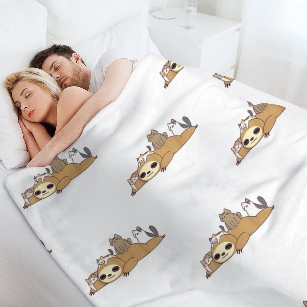 Ленивец Стопка Любит Котиков Смешной Милый Ленивый Ленивец и Кошачий Плед Постельное белье Мягкие Декоративные Пледы