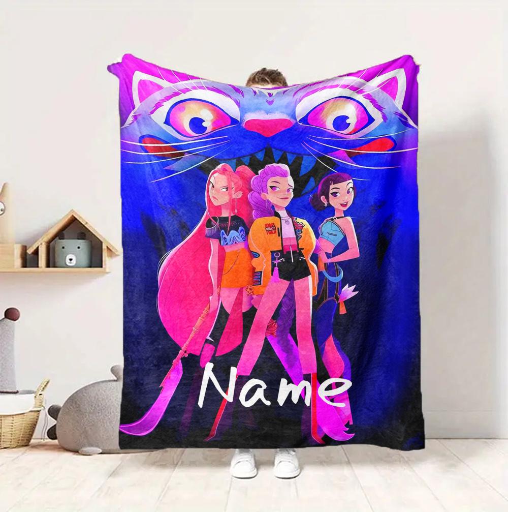 Custom Name Character Expressions Flannel Blanket Throw Blanket Soft Warm Sofa Bed home Decor Unique Gift