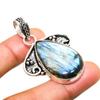 Labradorite Gemstone Handmade 925 Silver Plated Jewelry Pendant 1.89"