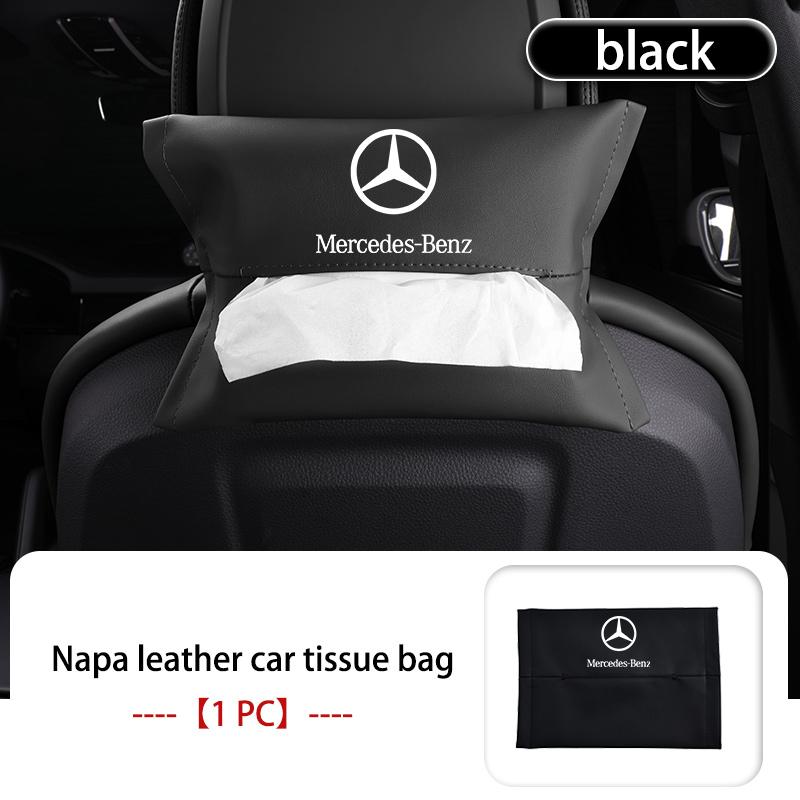 AABII1 For Benz 1/2PCS Car Styling Tissue Box Seat Back Hanging Bag Leather Tissue Storage Box AMG Exclusive A C E R V Class CLA CLS