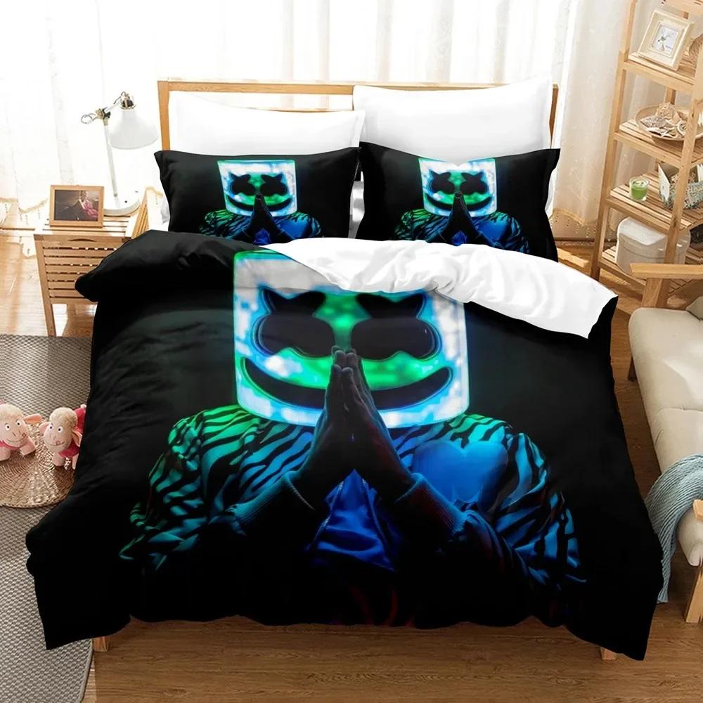 DJ Marshmello Bedding Set Single Twin Full Queen King Size Hip Hop Bed Set Aldult Kid Bedroom Duvetcover Sets 3D Print 035