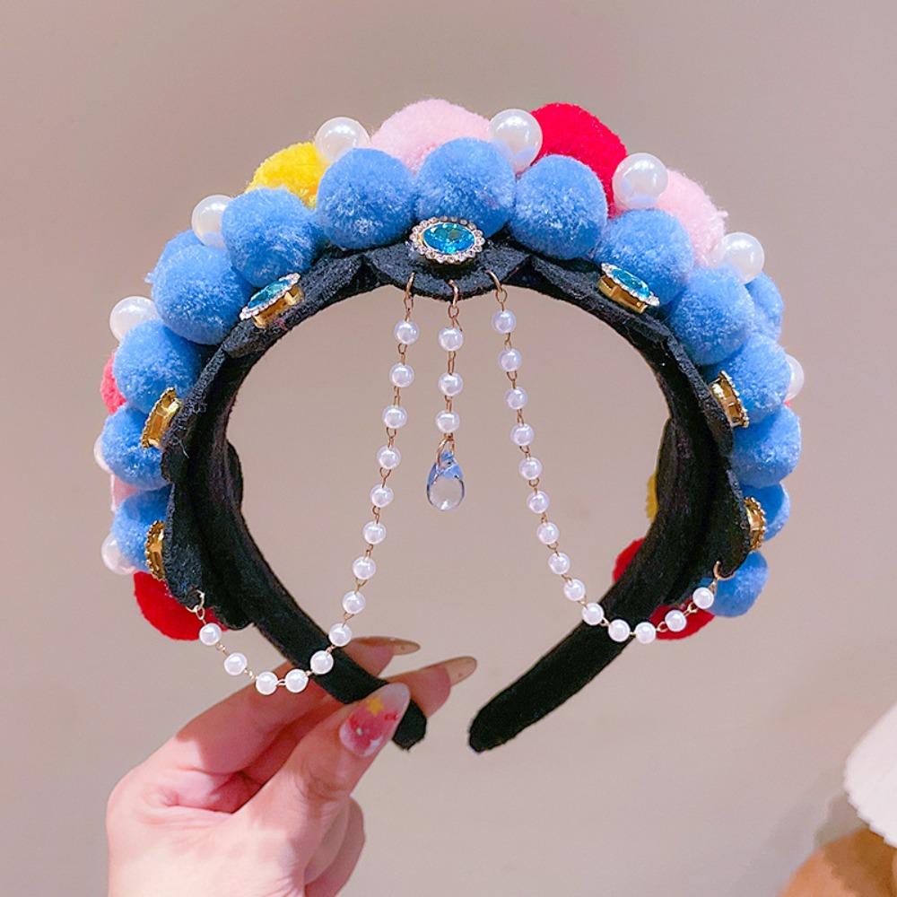 Pearl Chinese New Year Headwear Tang Suit Hair Hoop Hanfu Headwear Beijing Opera Headband  Girls