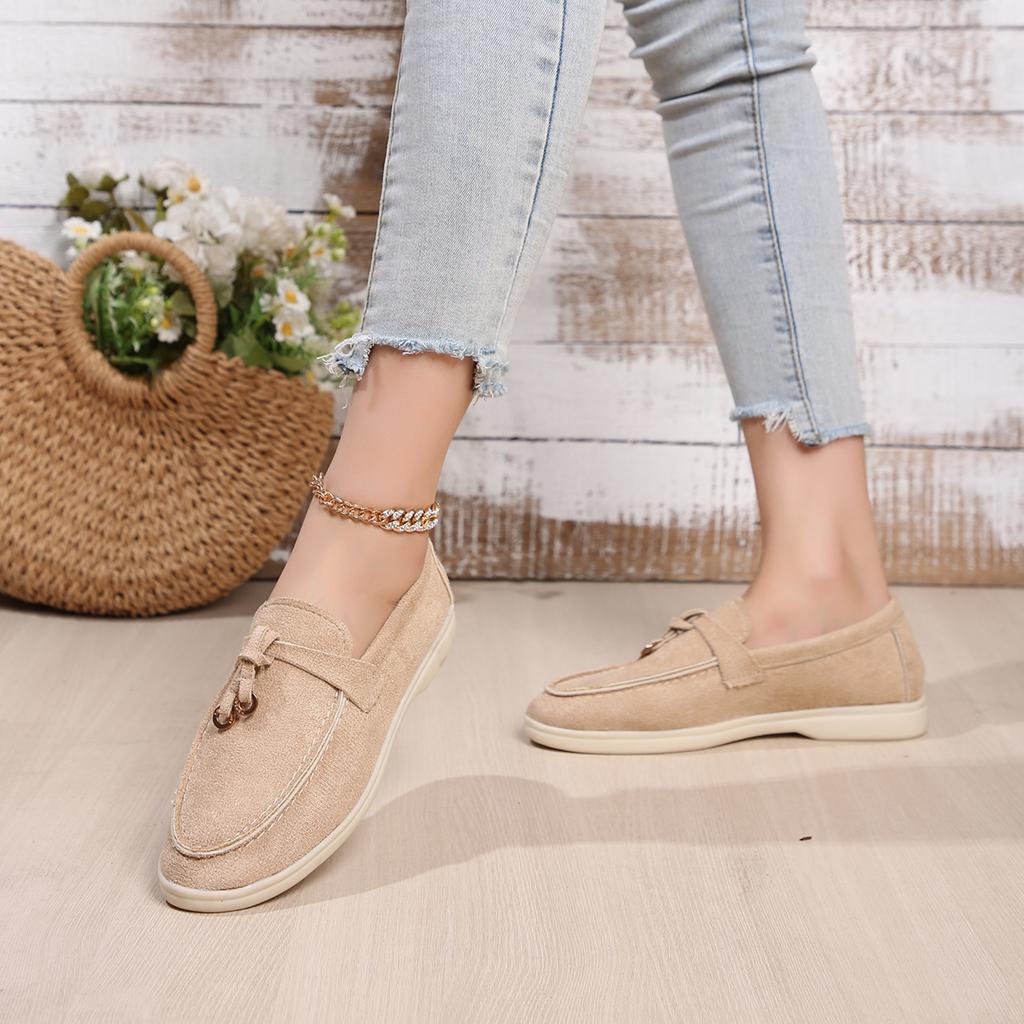 Мода 2024 года, новые весенне-осенние женские туфли на плоской подошве с круглым носком, слипоны для женщин, легкие повседневные туфли на плоской подошве, нескользящие мокасины на платформе