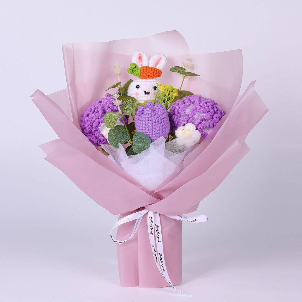 Hand-Knitted Rose Yarn Bouquet - Perfect Birthday or Festival Gift for Friends and Teachers
