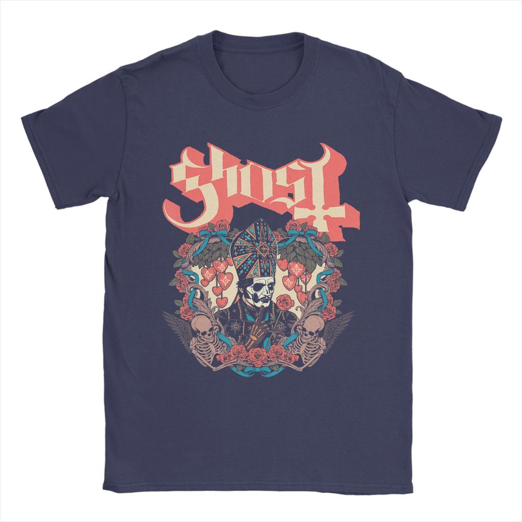 Футболки с изображением группы Ghost, Дня святого Валентина, цветочного сердца, черепа для мужчин, из чистого хлопка, смешные футболки, с круглым вырезом, с коротким рукавом, одежда