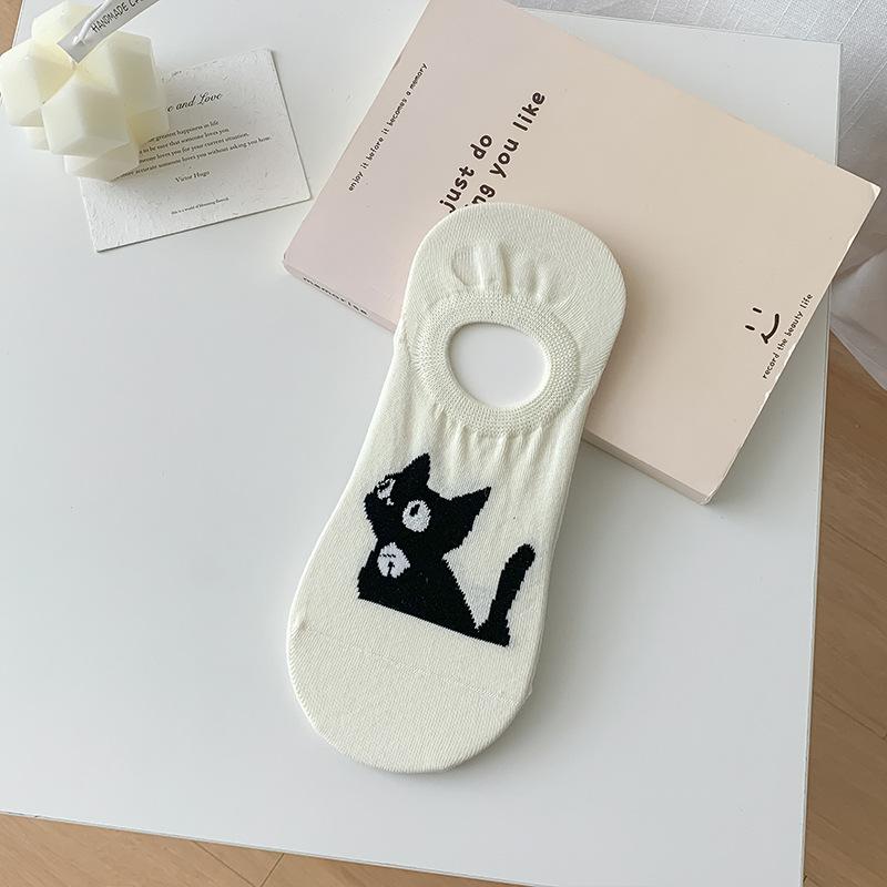 Невидимые носки с низким вырезом для девочек, весенне-летние мультяшные носки-лодочки с маленькими животными, милые короткие носки, впитывающие пот бесшовные носки для девочек