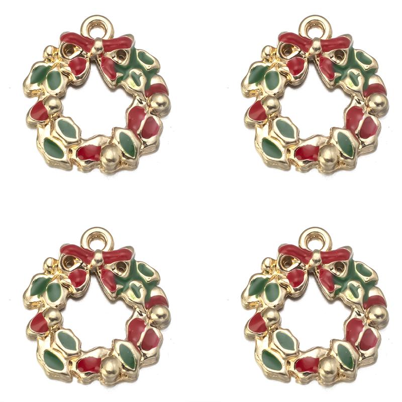 10pcs/lot Alloy Drip Oil Pendant Santa Claus Snowman Christmas Tree Charm Pendant For DIY Men Women Earrings Necklace Party Gift