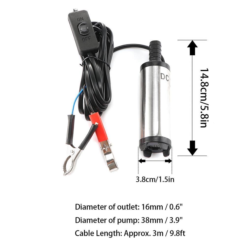 38MM 12V Oil Pump Electric Stainless Steel LeakproofDiesel Pumps Low Noise Fast Speed Oils Extractor Construction Outdoor