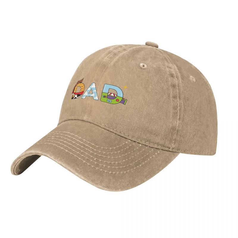 DAD Embroidered Canvas Baseball Cap with Colorful Cartoon Design Vintage Washed Look Unisex Adjustable Hat for Unisex and Women